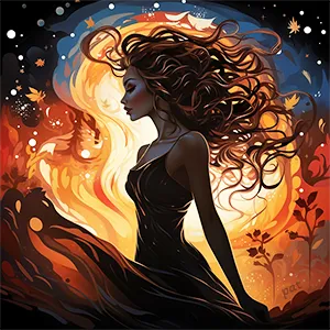 Dusk’s Elegance is a piece of modern wall art that unveils a beautiful woman at dusk, whose backdrop appears responsive to her movement, as if liquefied by her elegance.