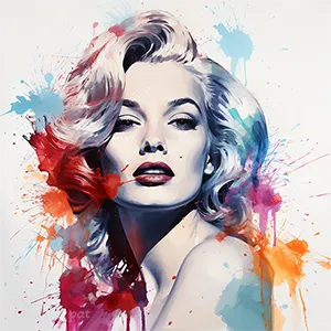 Marilyn captures the enigma of Marilyn Monroe in a striking portrait with symbolic flourishes. A must-have for admirers of iconic modern wall art.